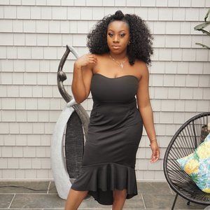 PRETTY LITTLE THING FRILL HEM LITTLE BLACK DRESS